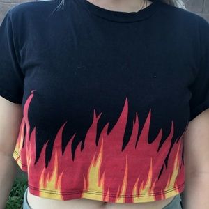 fashion nova black flames crop too